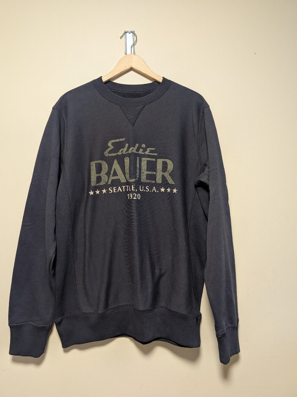 Eddie Bauer Navy Crewneck Sweatshirt with Gold Logo